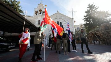 Sunday Mass procession at Our Lady of the Seven Sorrows in Aboud, Palestine